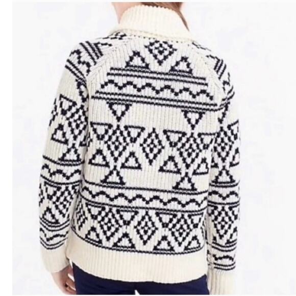 J.Crew Lambswool Womens S Cardigan Sweater Fair Isle Knit Full Zip Nordic Chunky - Picture 2 of 15